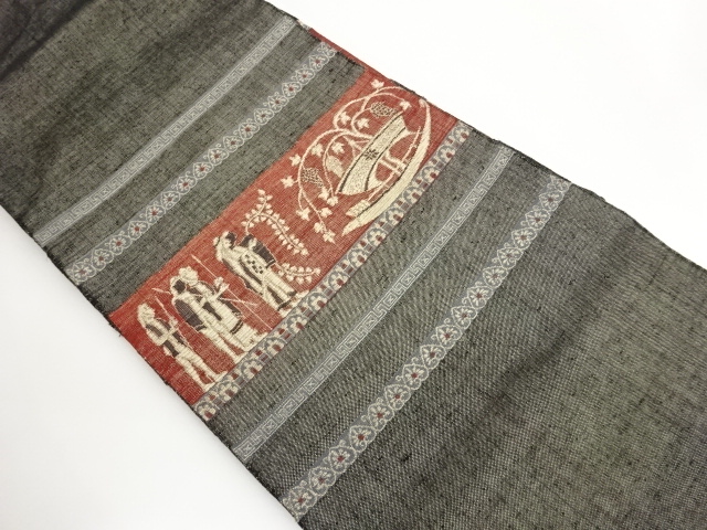 JAPANESE KIMONO / NAGOYA OBI / TSUMUGI / WOVEN MURAL PAINTING 